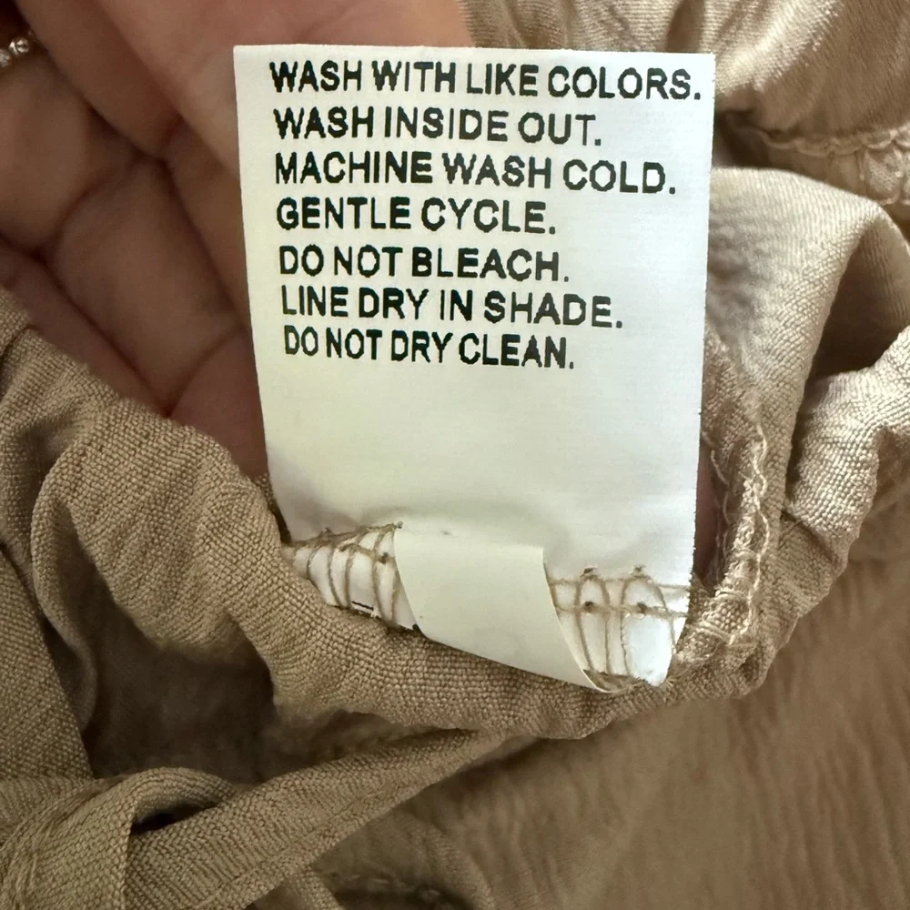 NWOT Women’s Tan Wide Leg Casual Bohemian Pants! S/M - Picture 7 of 7